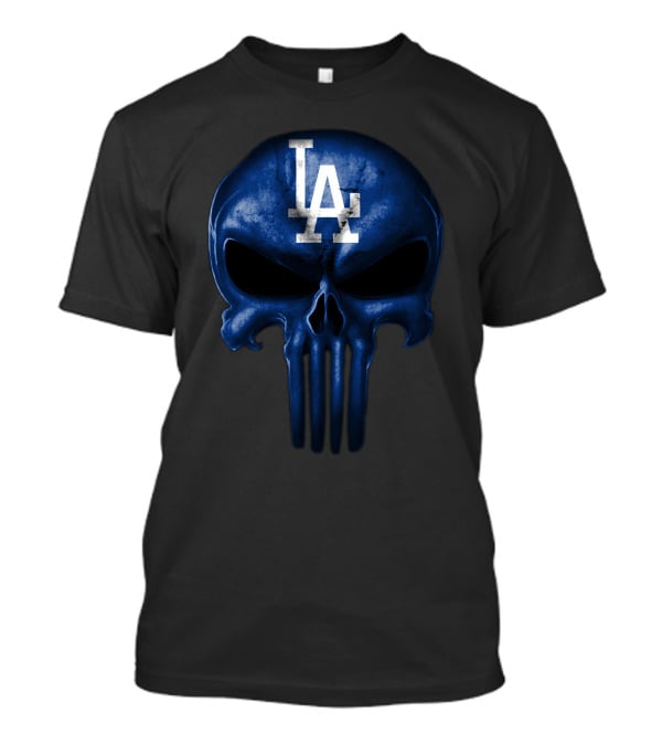 Los Angeles Dodgers Skull Logo Blue T-Shirt