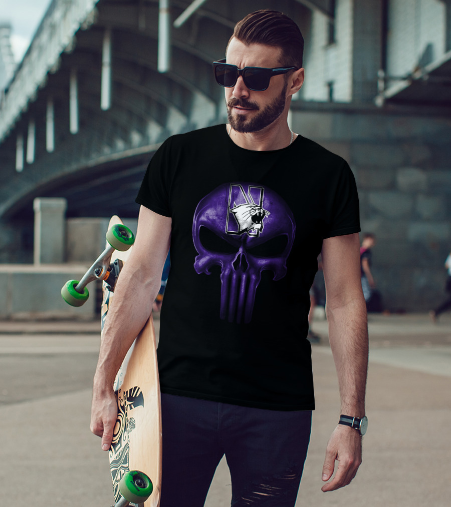 Northwestern Wildcats Skull Logo Purple T-Shirt