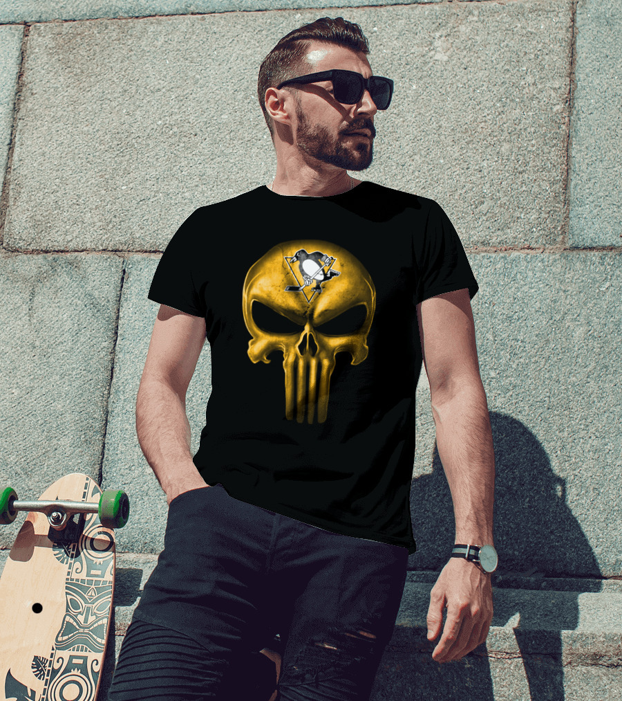 Pittsburgh Penguins Skull Punisher Mashup T-Shirt