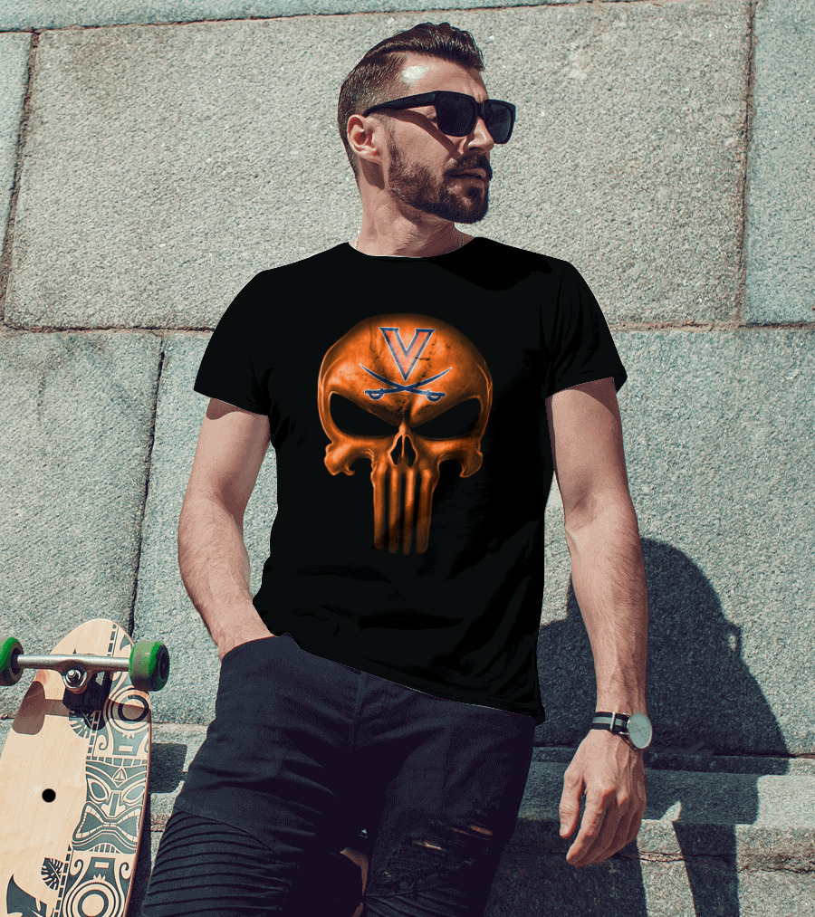 Virginia Cavaliers Skull Punisher T-Shirt