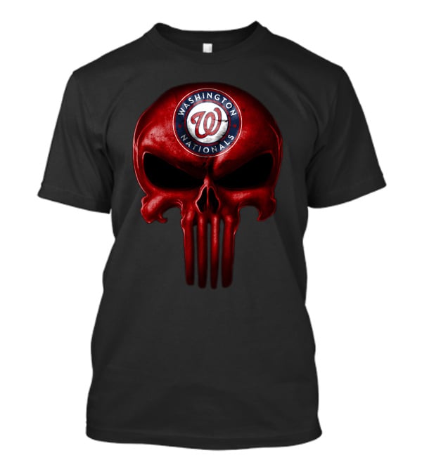 Washington Nationals Skull Logo Design Punisher Style T-Shirt