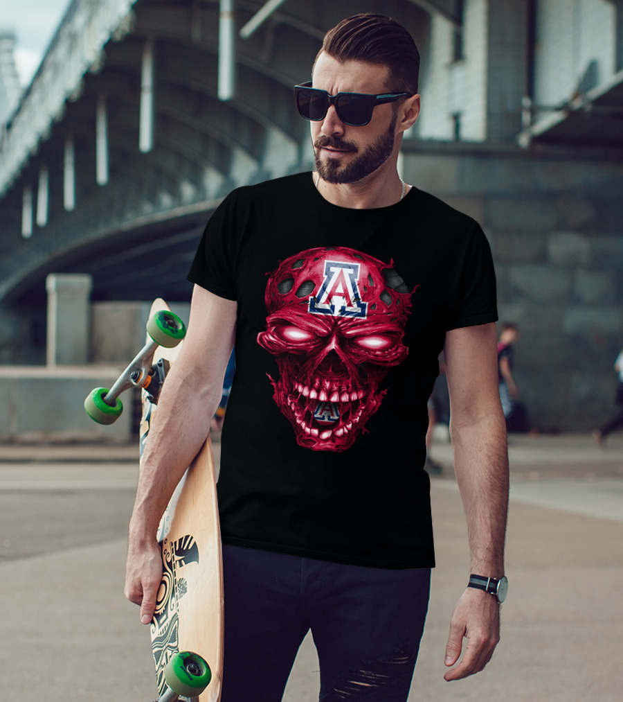 Arizona Wildcats Skull Red Grunge T-Shirt