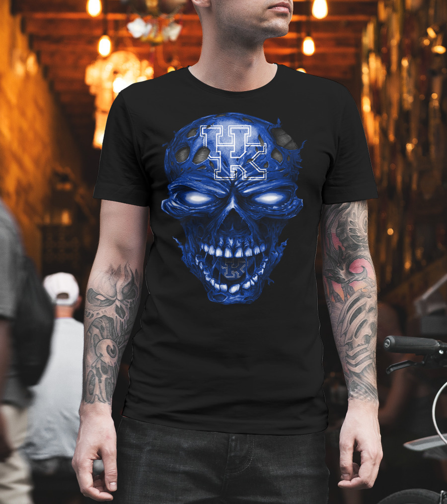 Kentucky Wildcats Blue Skull With Uk T-Shirt