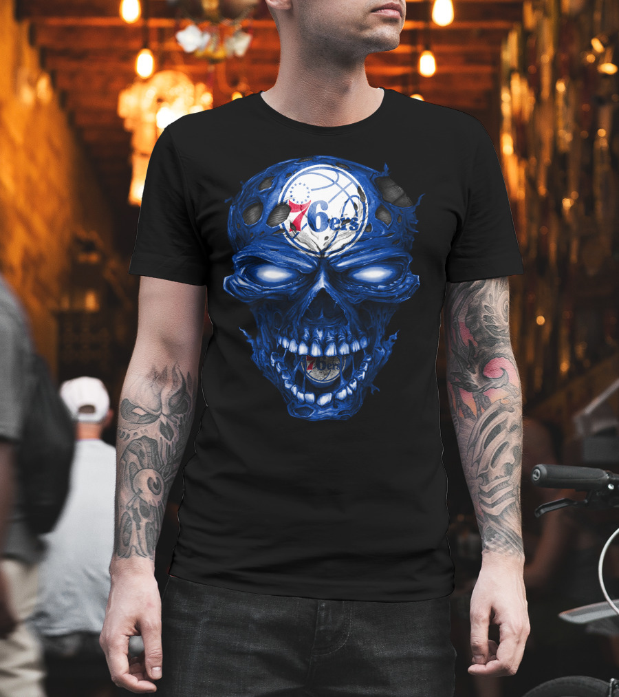 Philadelphia 76ers Skull Basketball T-Shirt