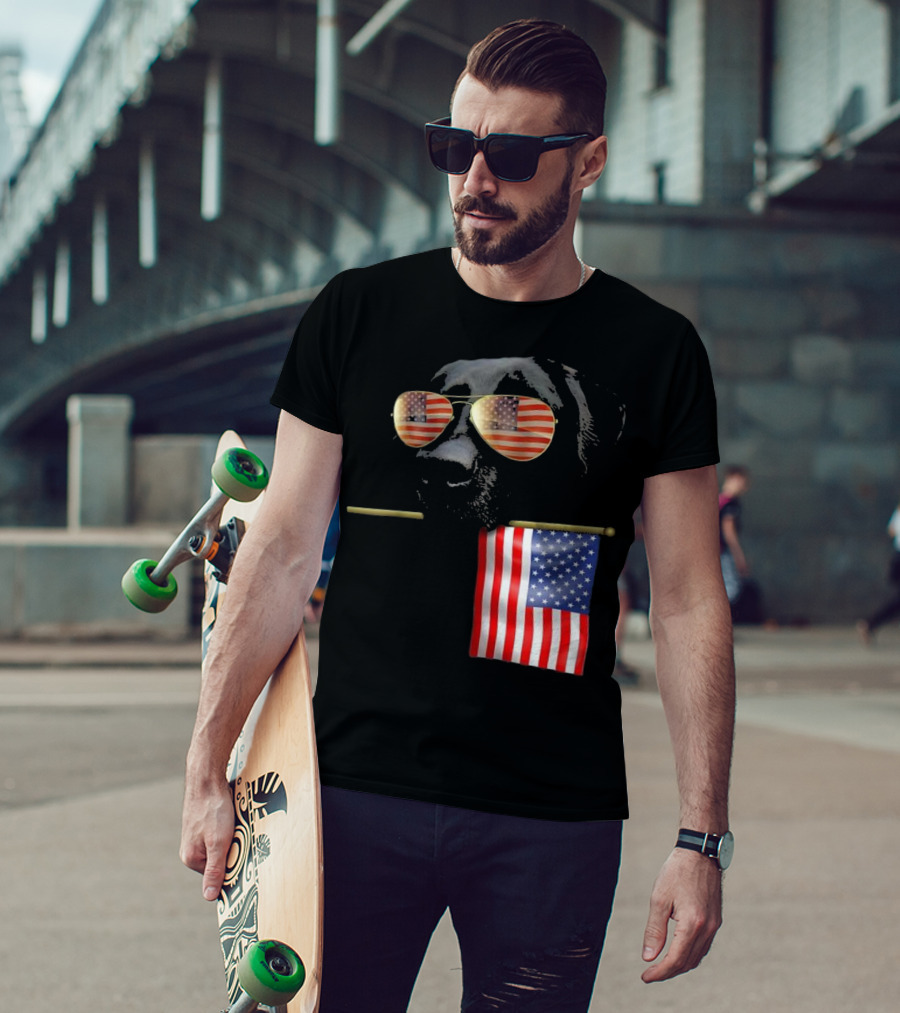 Patriotic Labrador With American Flag Shades Fourth Of July T-Shirt
