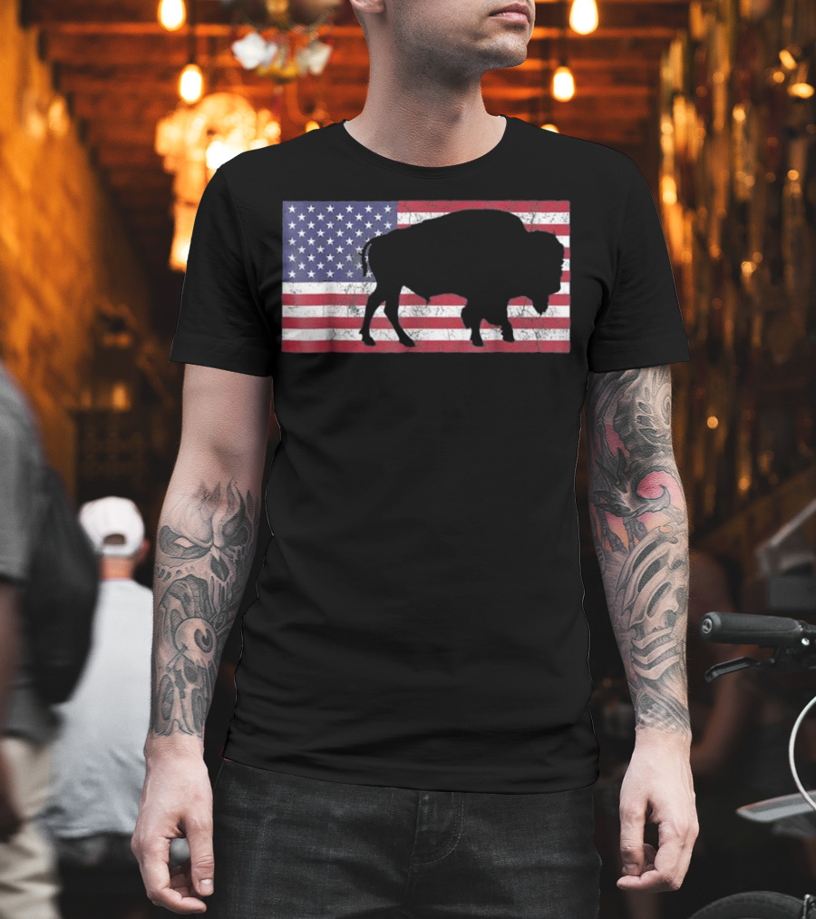 American Flag USA Buffalo Patriotic T-Shirt