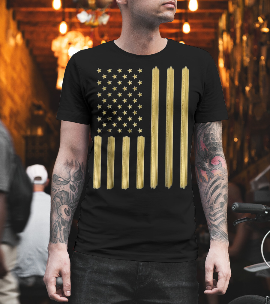 American Flag Faux Gold Paint T-Shirt