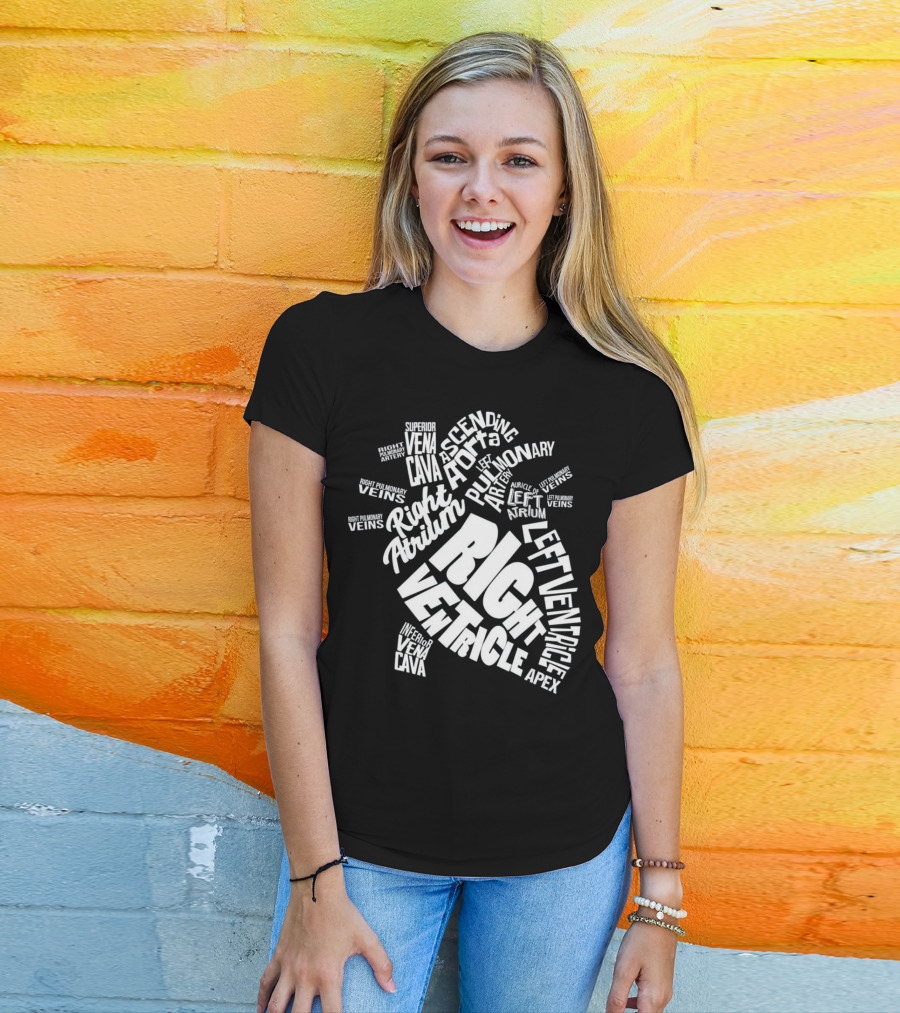 Anatomical Heart Diagram Cardiac Nurse Right Ventricle Atrium Pulmonary Aorta T-Shirt