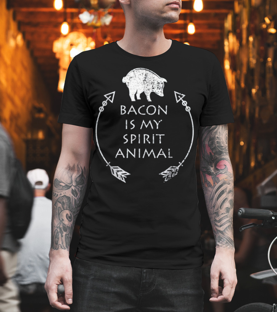 Bacon Is My Spirit Animal Pig with Arrows T-Shirt