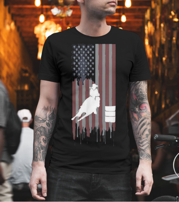 Barrel Racing Horse Lovers American Flag T-Shirt Barrel Racing Horse Lovers American Flag T-Shirt