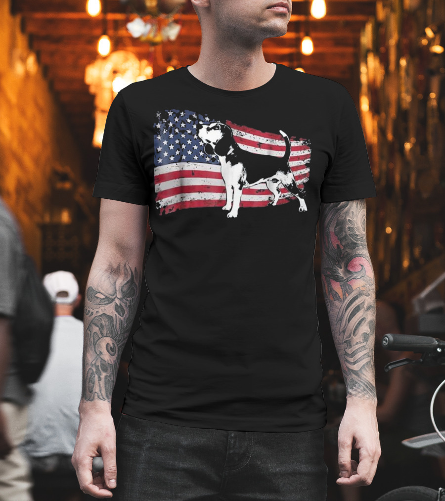 Beagle Dog American Flag Fun T-Shirt