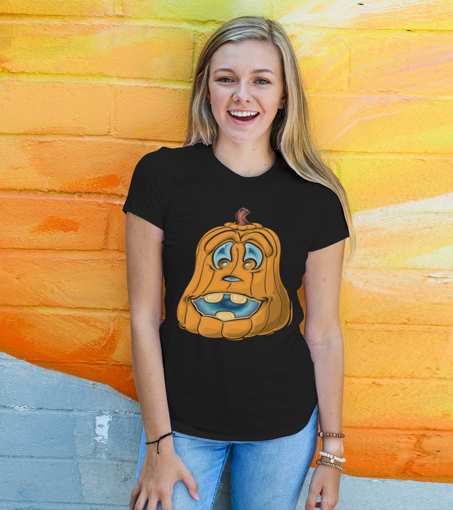 Funny Pumpkin Face With Goofy Expression T-Shirt