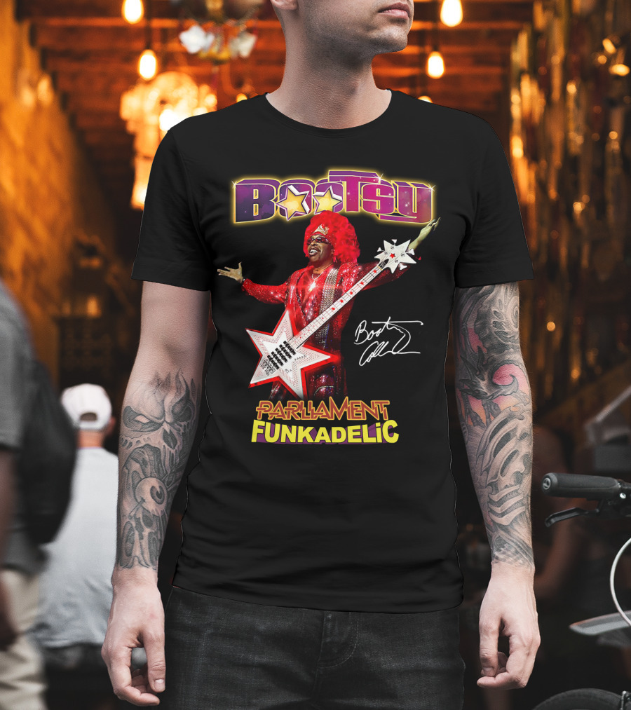 Bootsy Collins Parliament Funkadelic Star Bass Guitar Signature T-Shirt