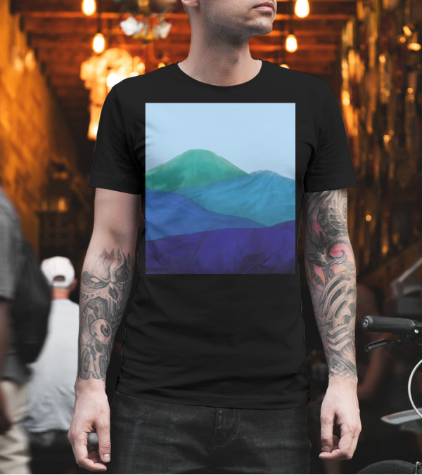 Abstract Blue and Green Paper Mountains T-Shirt Abstract Blue and Green Paper Mountains T-Shirt