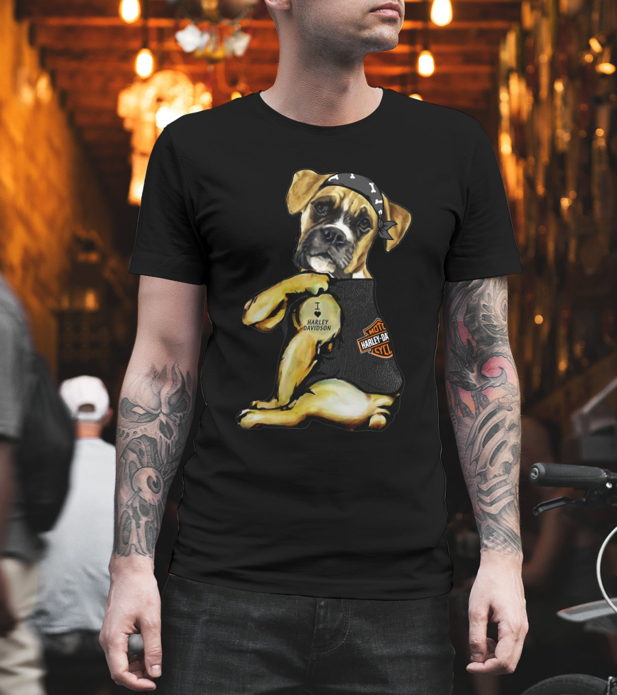 Harley Davidson Boxer Dog Motorcycle Lovers T-Shirt