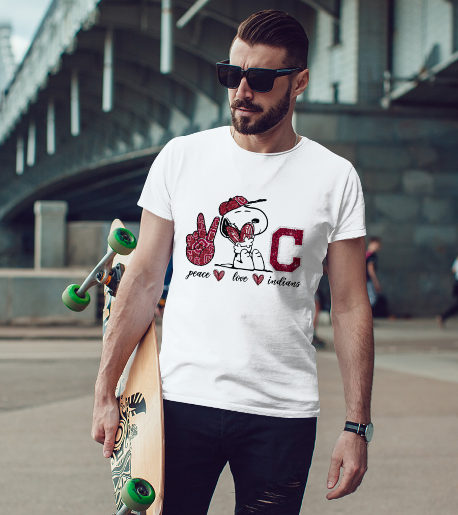 Peace Love Cleveland Indians Snoopy C T-Shirt