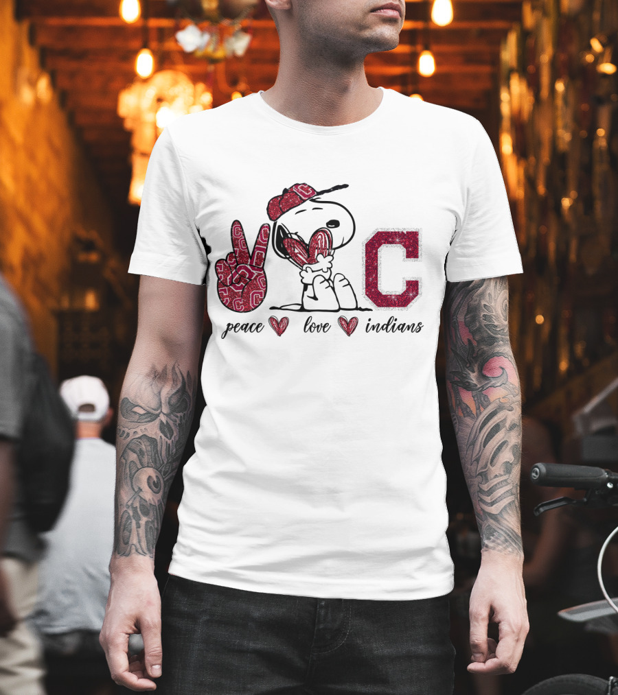 Peace Love Cleveland Indians Snoopy C T-Shirt