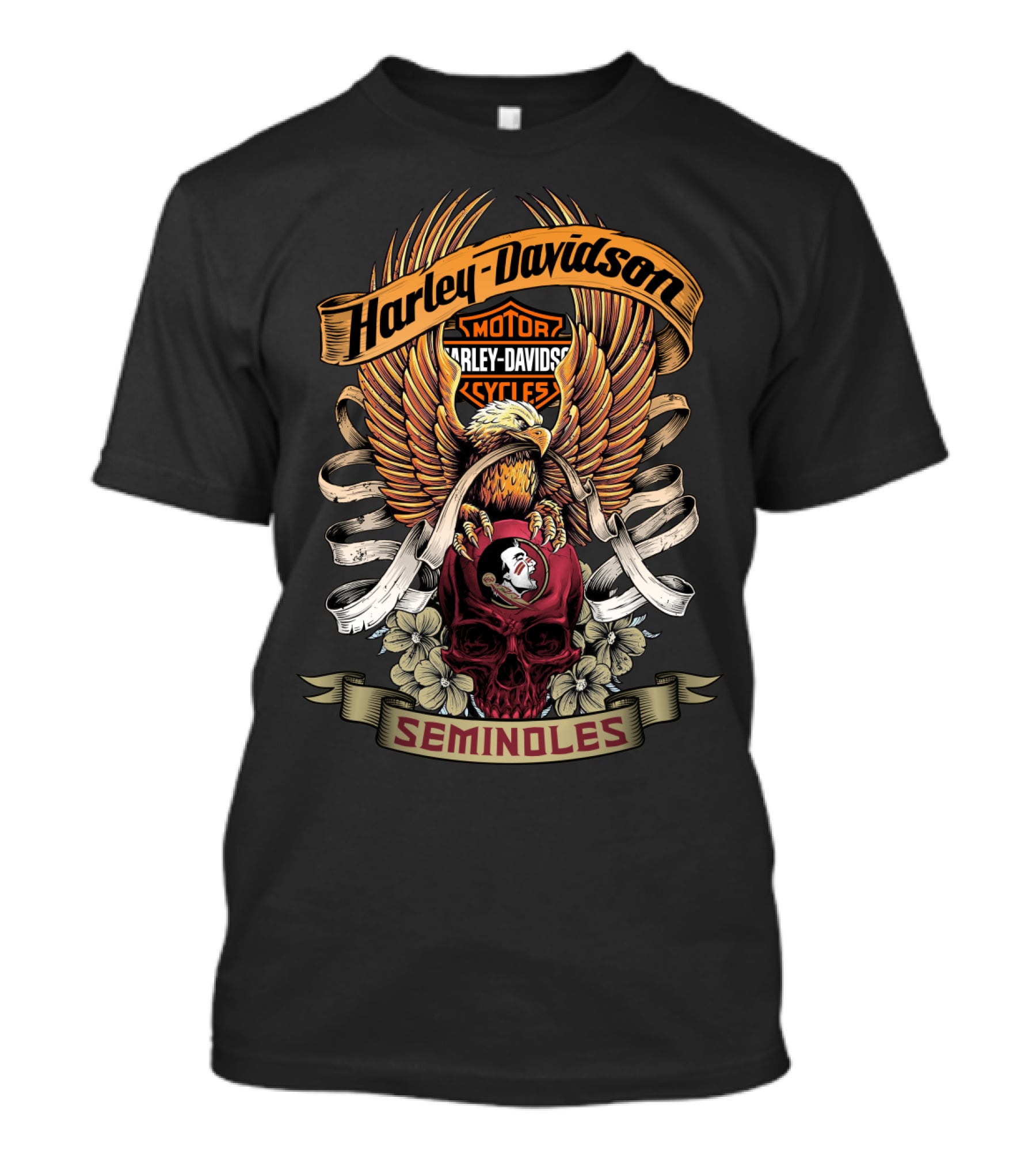 Harley Davidson Motor Cycles Seminoles Eagle Skull 49Hd T-Shirt