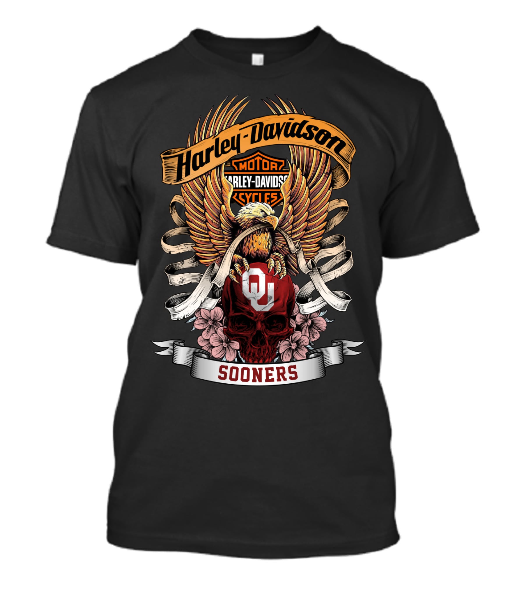 Harley Davidson Sooner Nation Oklahoma Sooners 49Hd Skull Eagle T-Shirt