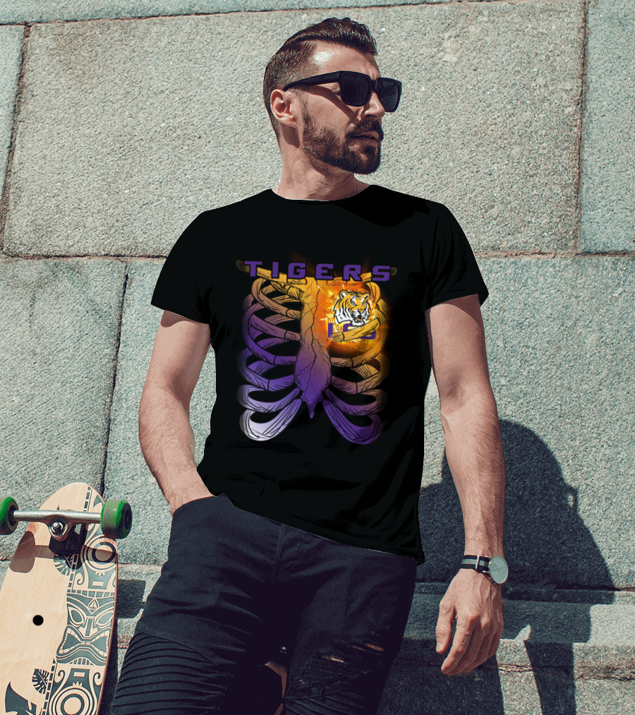 Tigers Ribcage Heart LSU Tigers T-Shirt