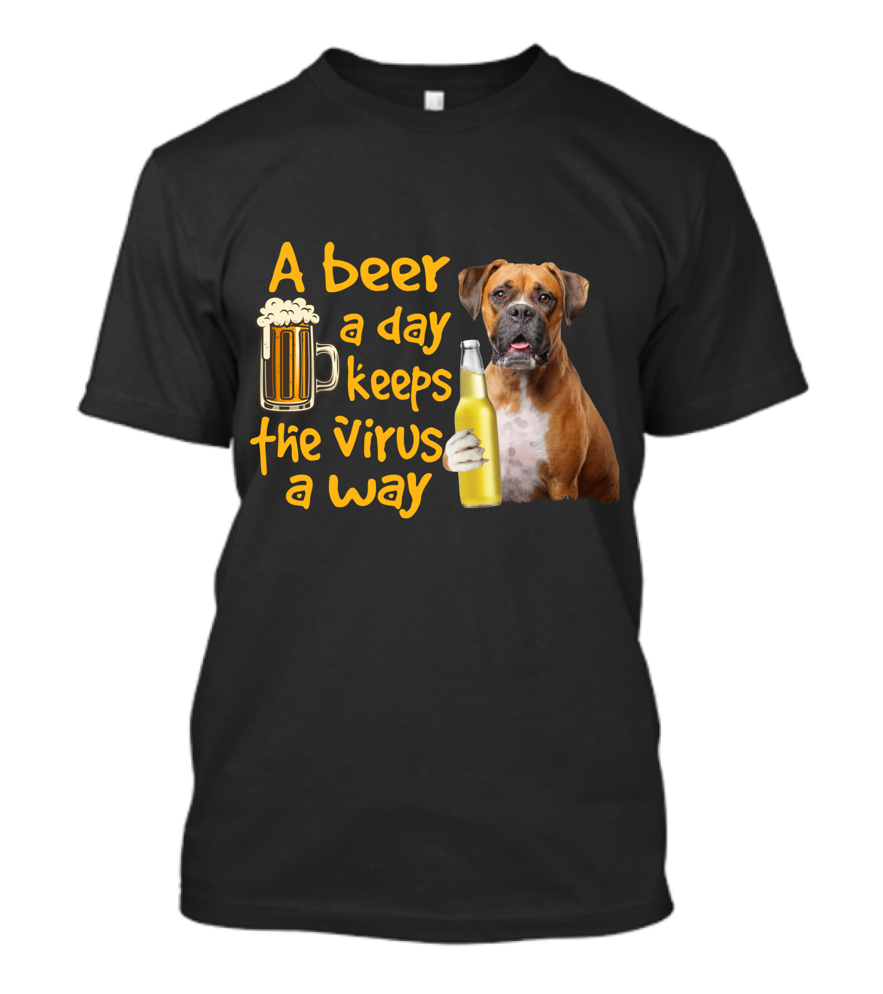 A Beer A Day Keeps The Virus Away Funny Boxer Dog Beer T-Shirt