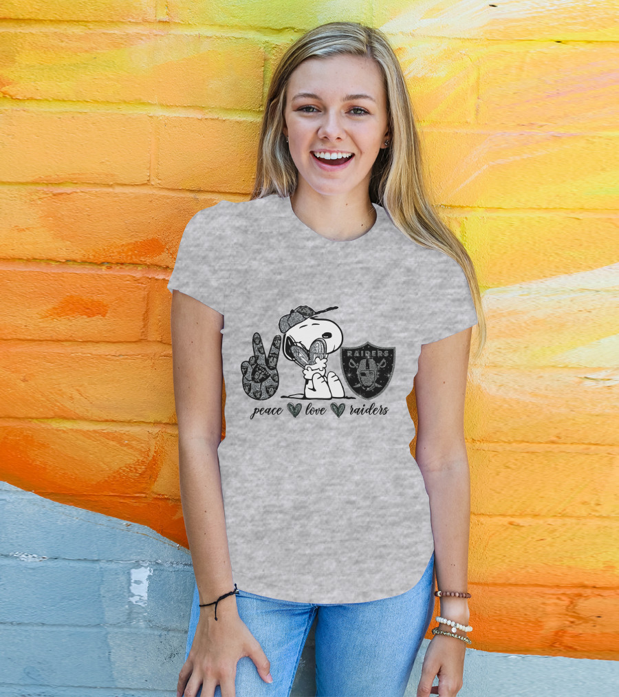Peace Love Raiders Snoopy NFL Team T-Shirt