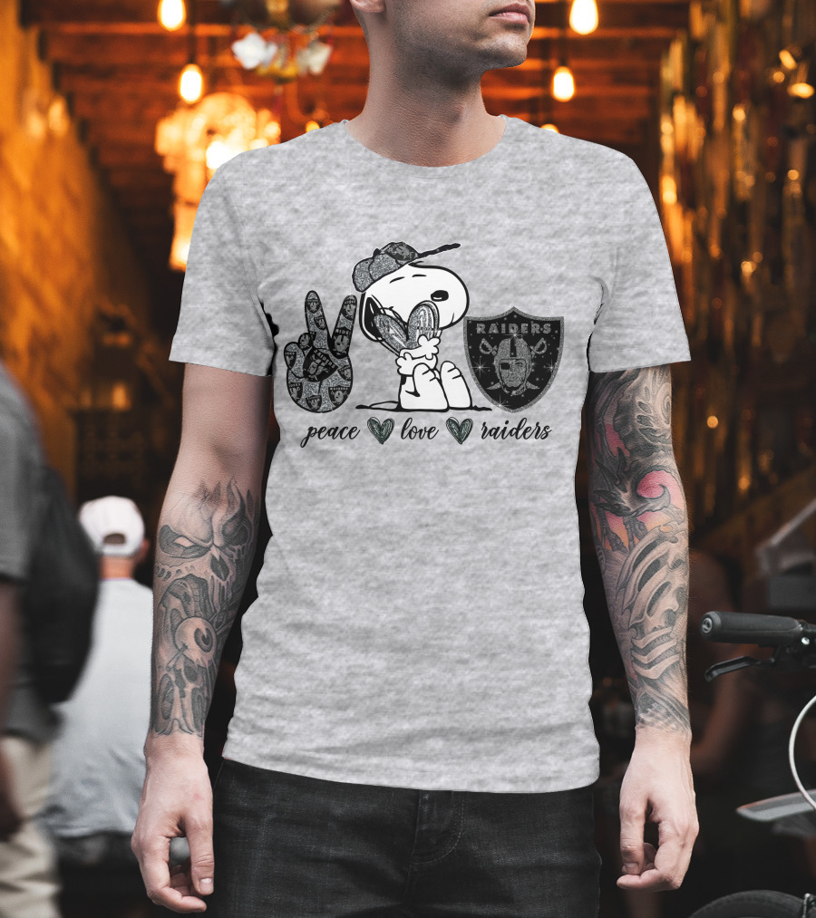 Peace Love Raiders Snoopy NFL Team T-Shirt