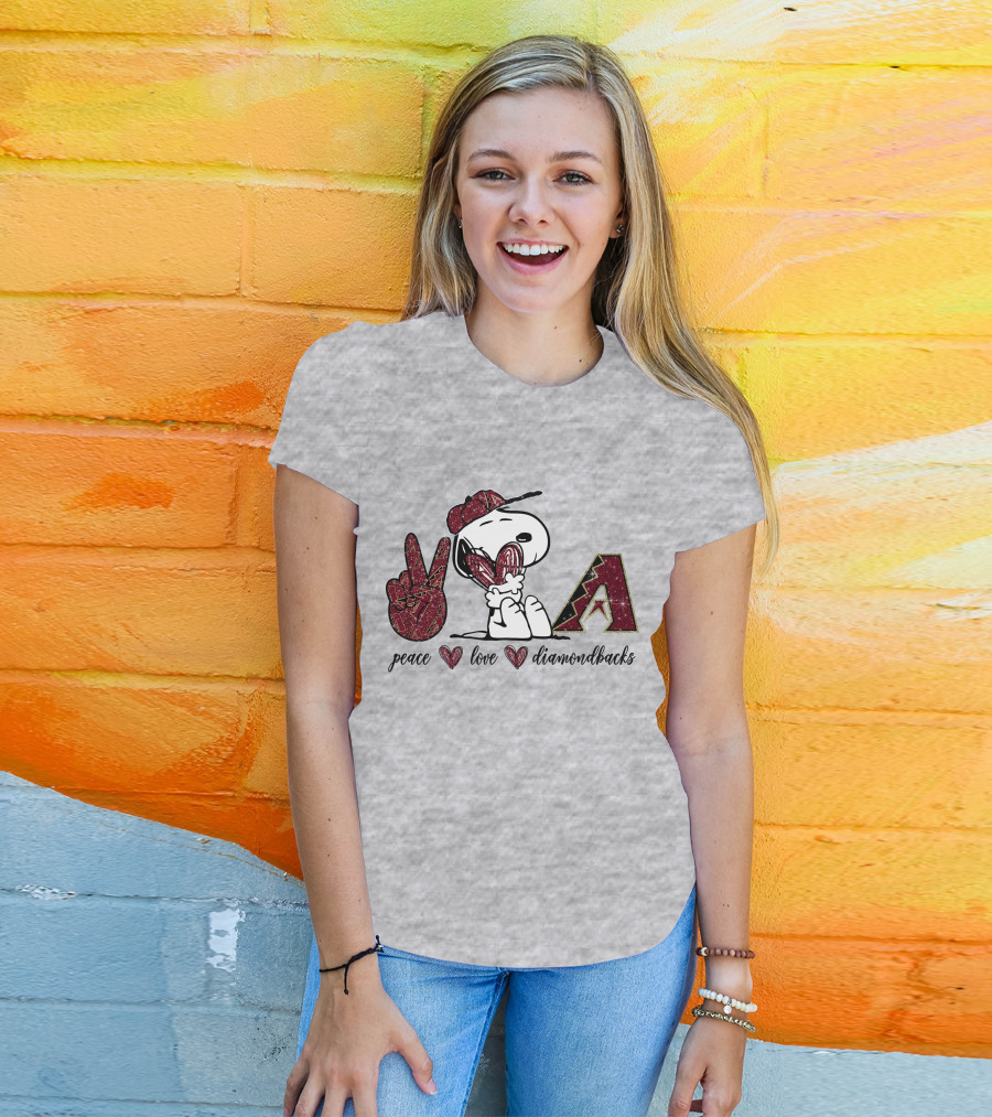 Peace Love Diamondbacks Snoopy Baseball Fan T-Shirt