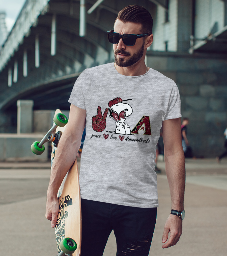 Peace Love Diamondbacks Snoopy Baseball Fan T-Shirt