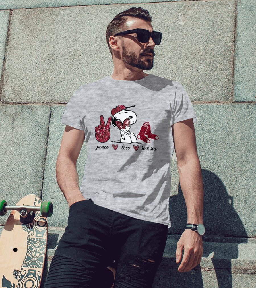 Peace Love Snoopy Boston Red Sox T-Shirt