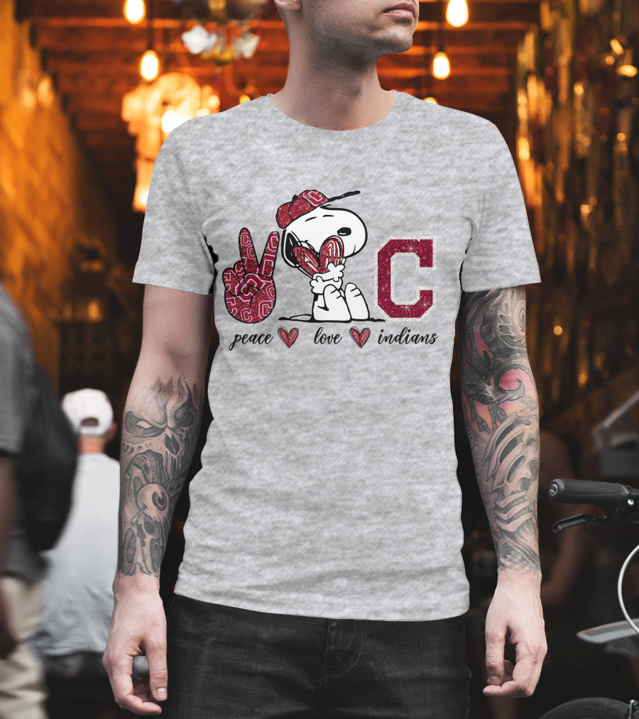 Peace Love Indians Snoopy C Letter T-Shirt