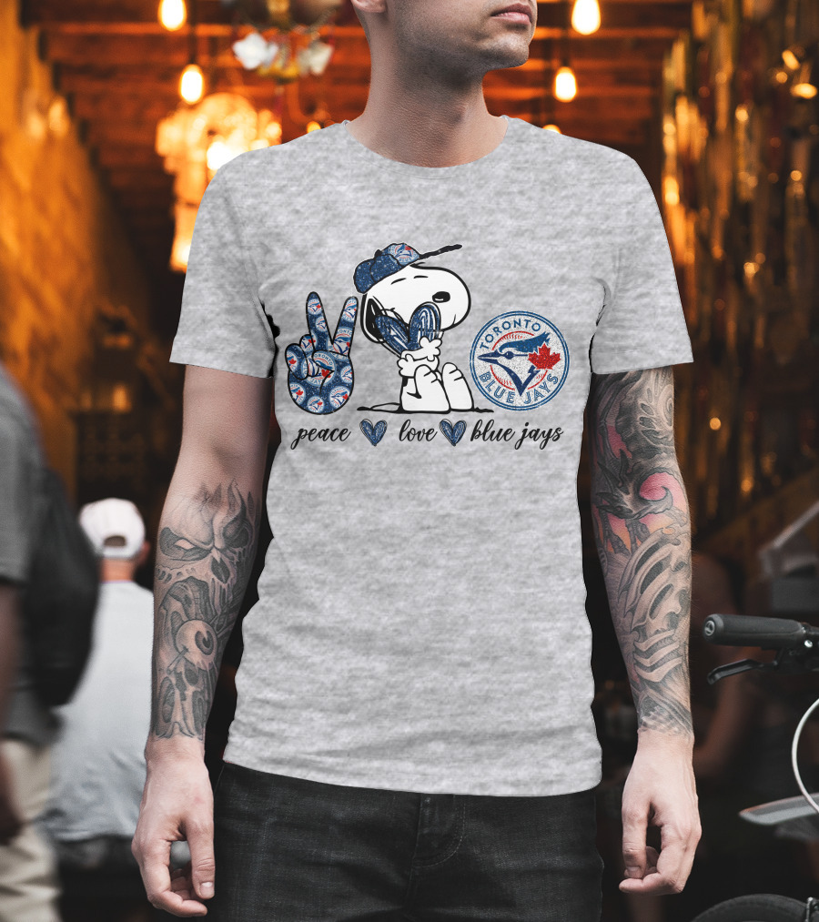 Peace Love Blue Jays Toronto Baseball Snoopy T-Shirt