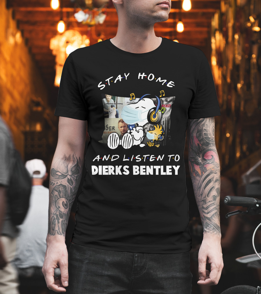Stay Home And Listen To Dierks Bentley Snoopy Music Pillow T-Shirt
