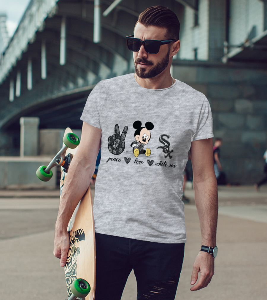 Peace Love Mickey Mouse Chicago White Sox T-Shirt