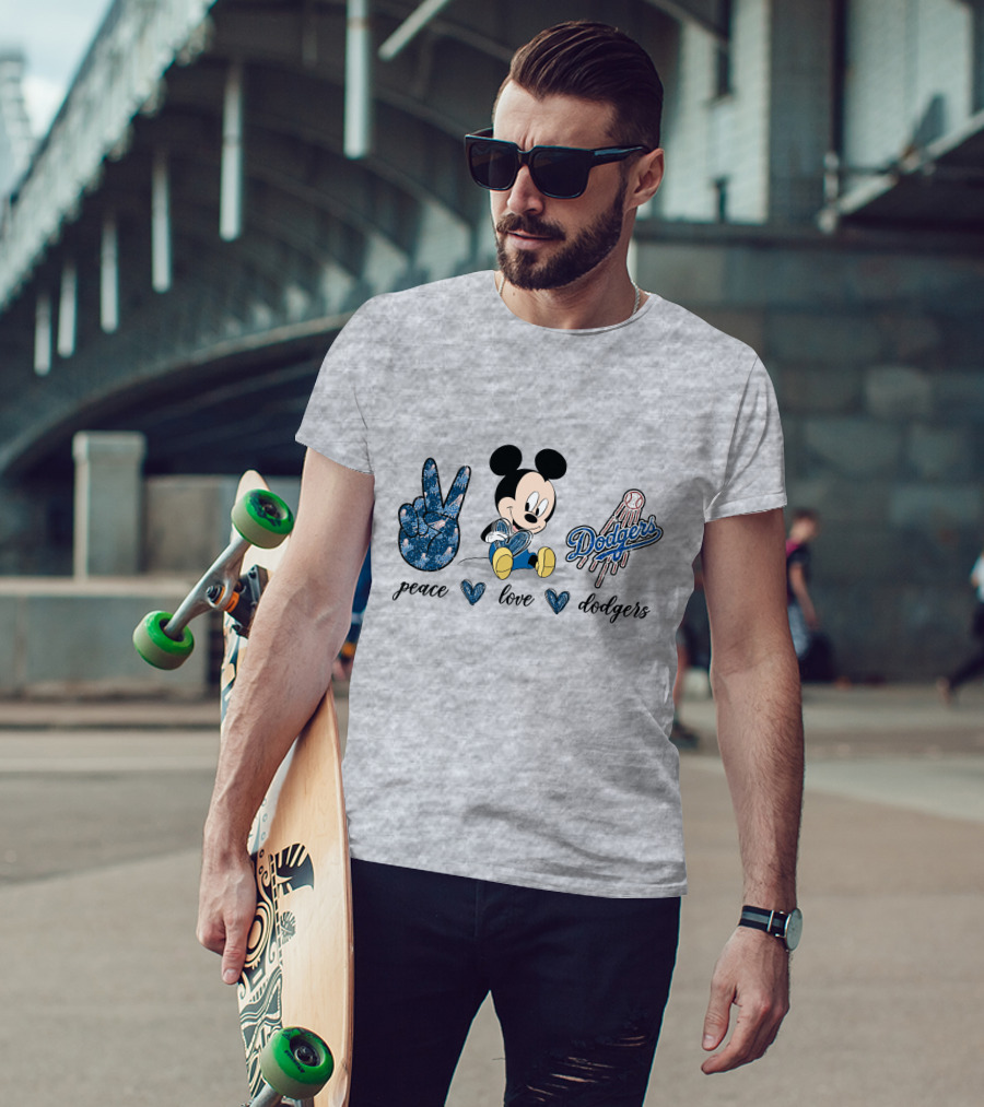 Peace Love Dodgers Mickey Mouse T-Shirt
