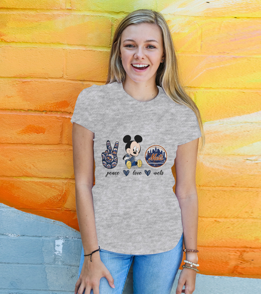 Peace Love Mickey Mouse New York Mets T-Shirt
