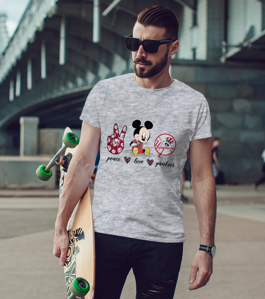 Peace Love Yankees Mickey Mouse T-Shirt