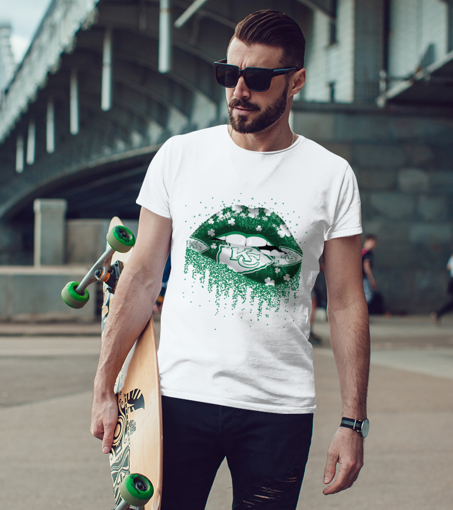 KC Chiefs Clover Lips St. Patrick's Day T-Shirt