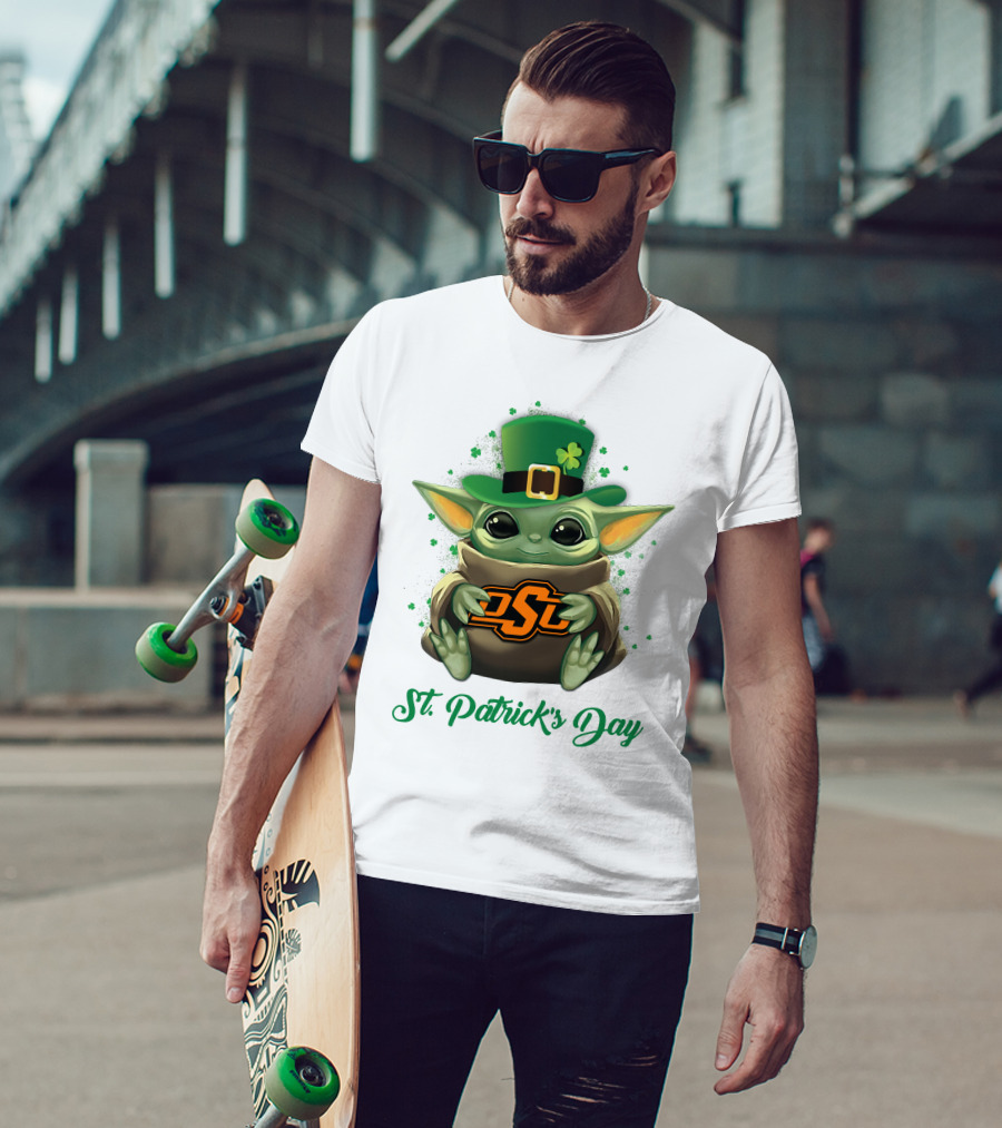 Oklahoma State Cowboys Baby Yoda St. Patrick's Day T-Shirt