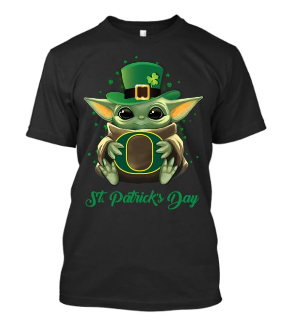 Oregon Ducks Baby Yoda St. Patrick's Day T-Shirt
