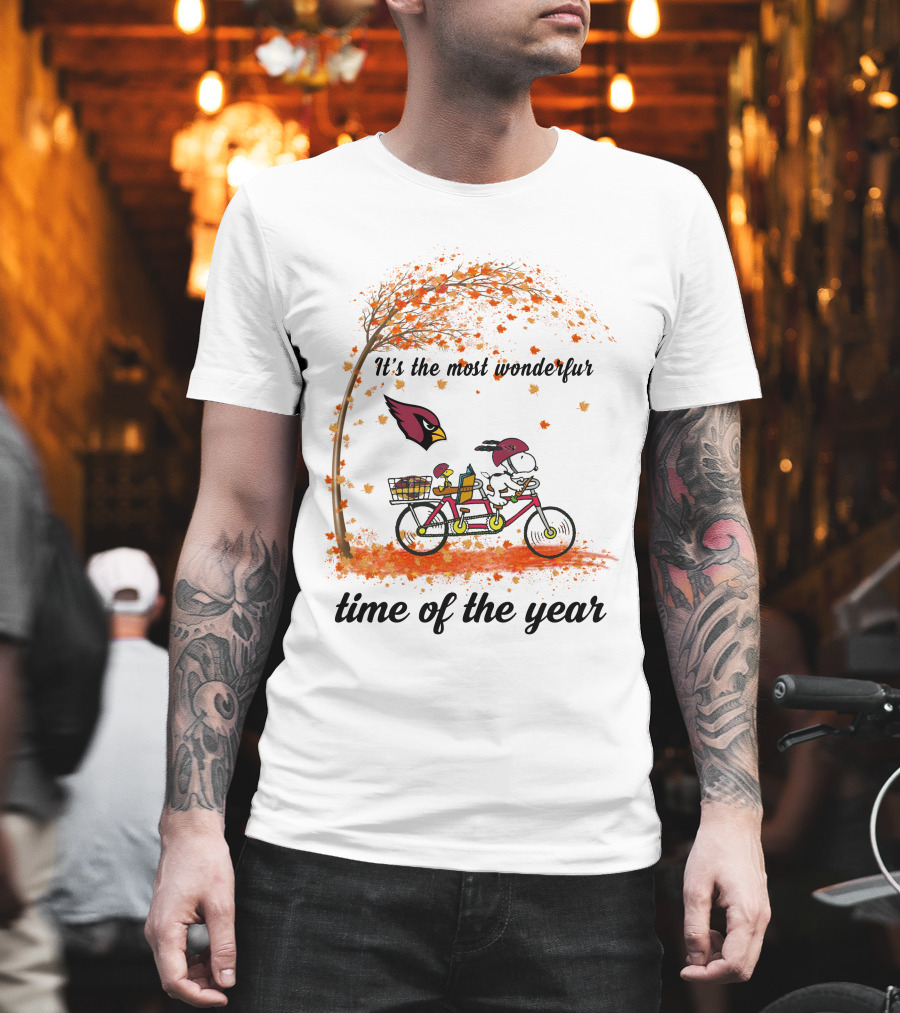 It's The Most Wonderful Time Of The Year Arizona Cardinals Autumn Snoopy Bike T-Shirt