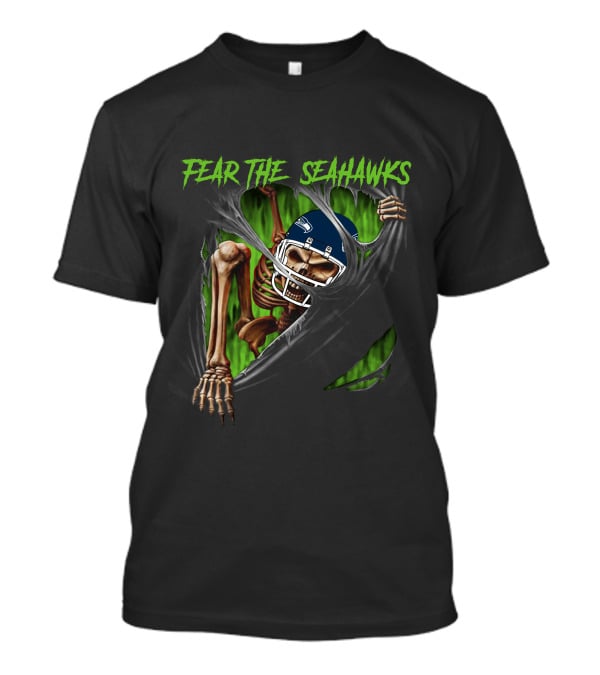 Fear The Seahawks 515NFL L1MTH Skeleton Football Helmet T-Shirt