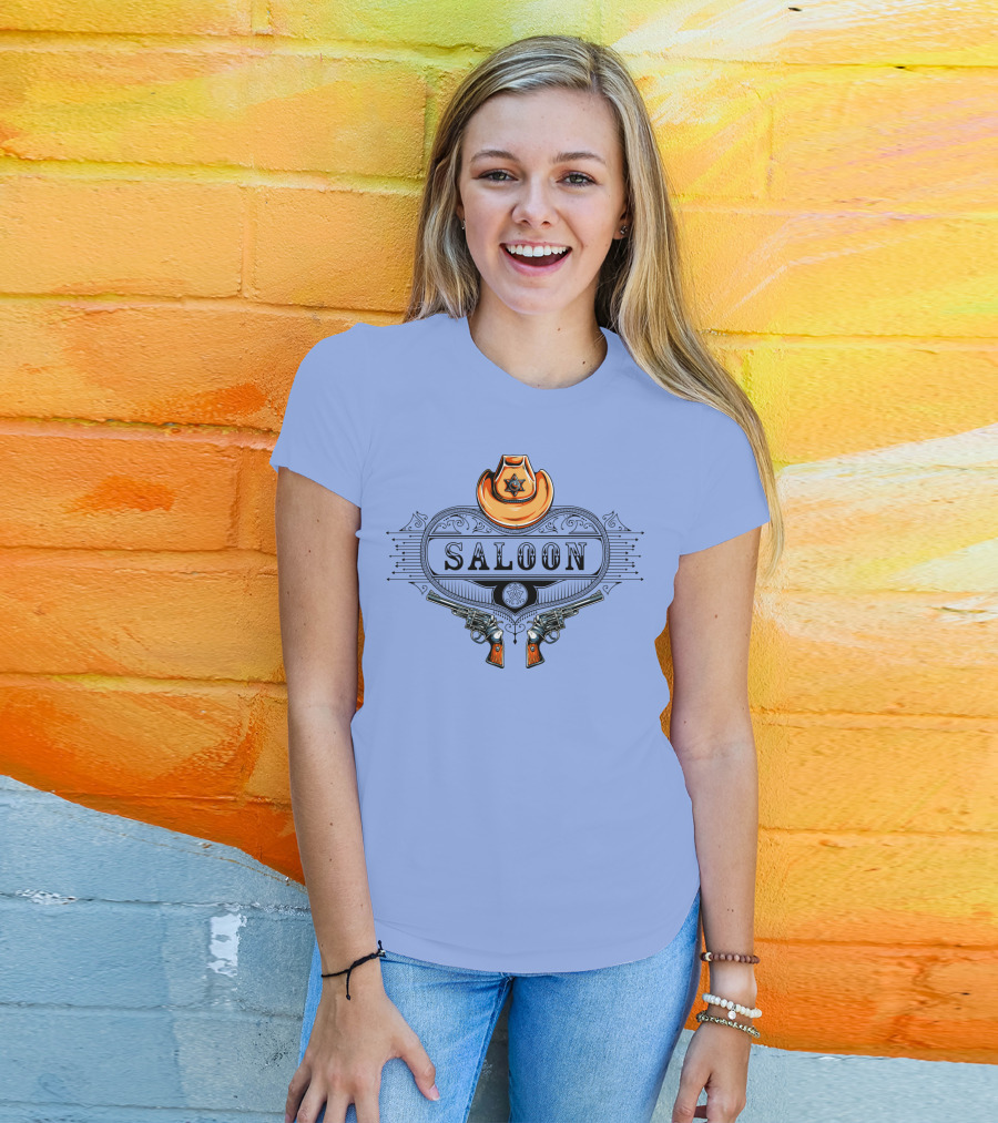 Saloon Cowboy Hat And Revolvers Vintage Western T-Shirt
