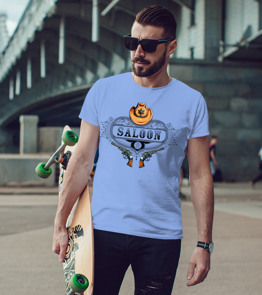 Saloon Cowboy Hat And Revolvers Vintage Western T-Shirt
