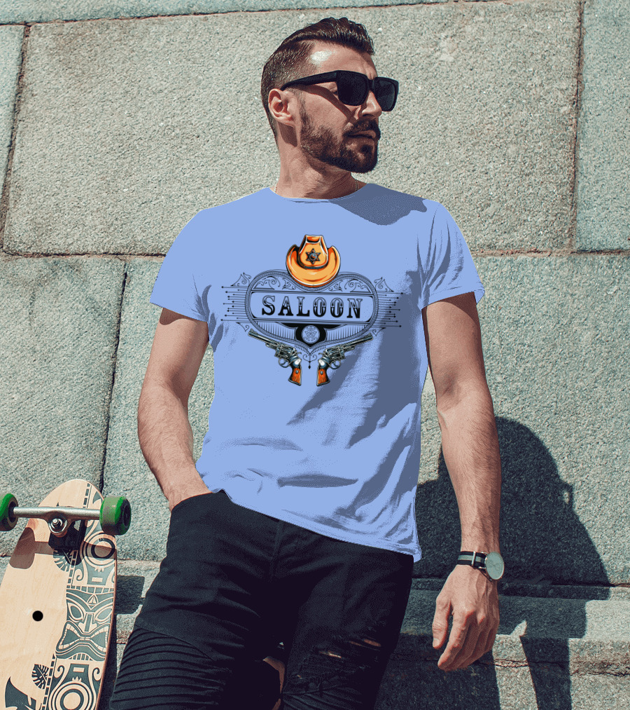 Saloon Cowboy Hat And Revolvers Vintage Western T-Shirt