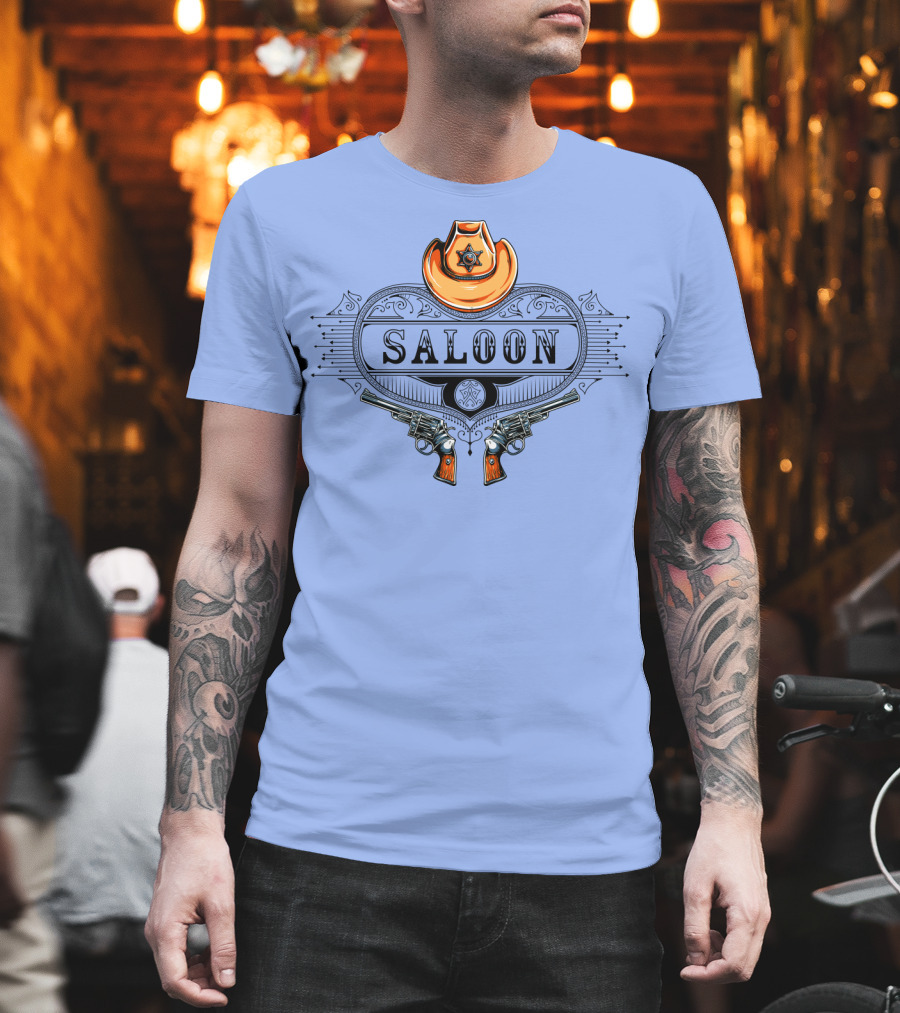 Saloon Cowboy Hat And Revolvers Vintage Western T-Shirt