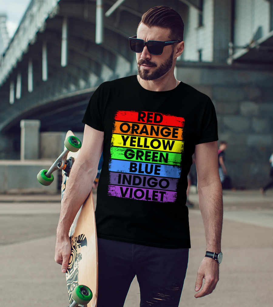 Colors Of The Rainbow Red Orange Yellow Green Blue Indigo Violet T-Shirt