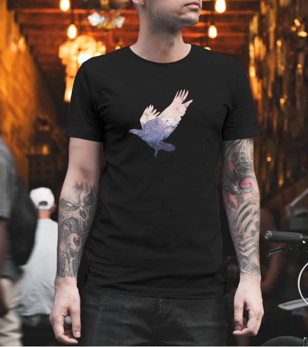 Flying Eagle Silhouette Over Mountainous Landscape Nature T-Shirt Flying Eagle Silhouette Over Mountainous Landscape Nature T-Shirt