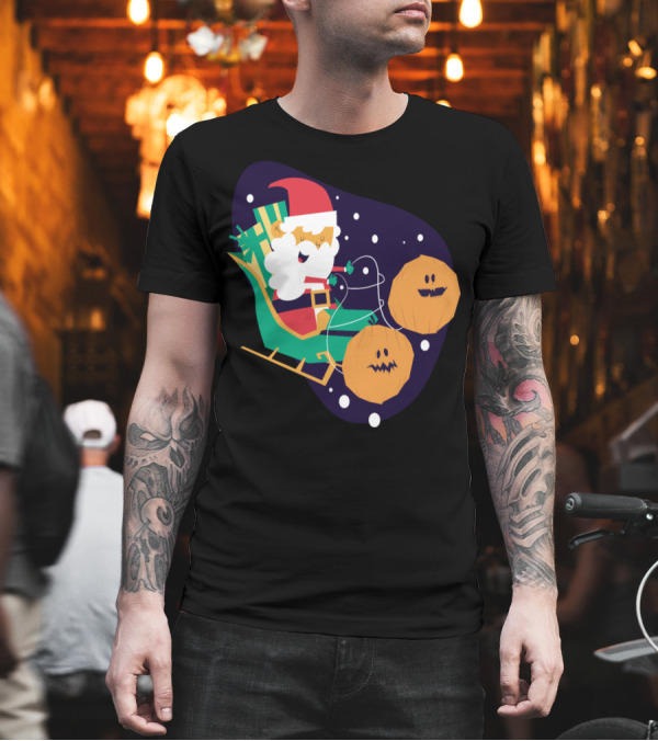 Santa Sleighing with Pumpkins T-Shirt Santa Sleighing with Pumpkins T-Shirt