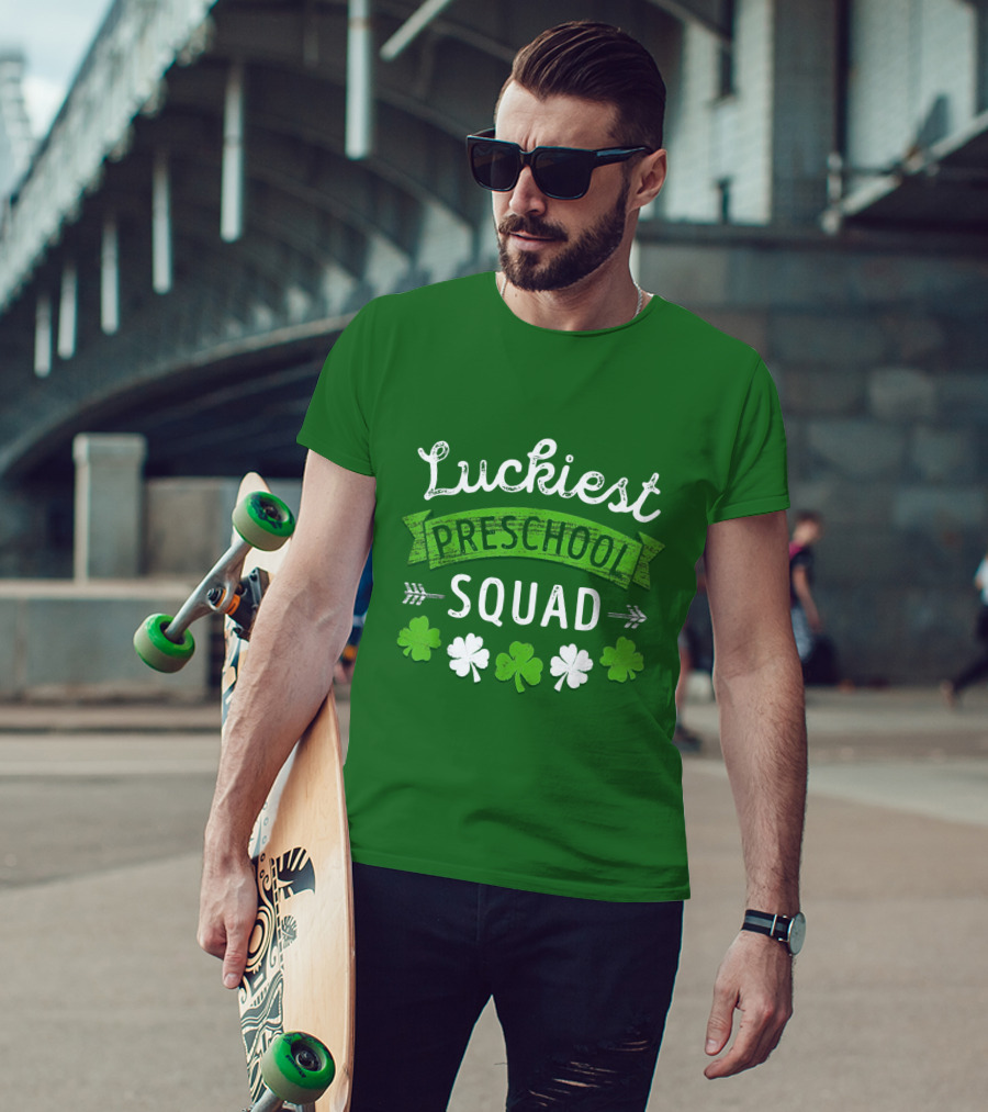 Luckiest Preschool Squad St Patricks Day Shamrocks T-Shirt